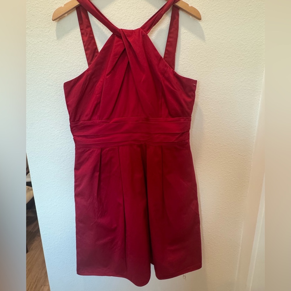 David's Bridal Strapless Red Dress